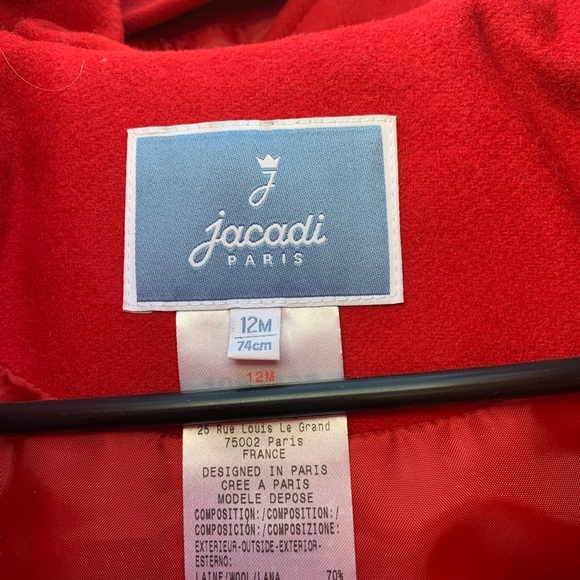 Jacardi Paris Red pea coat sz 12 months , peach sz 24 months Jacardi Paris . - Picture 3 of 5